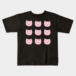 9 Pack Smiley Cat Pink Kids T-Shirt